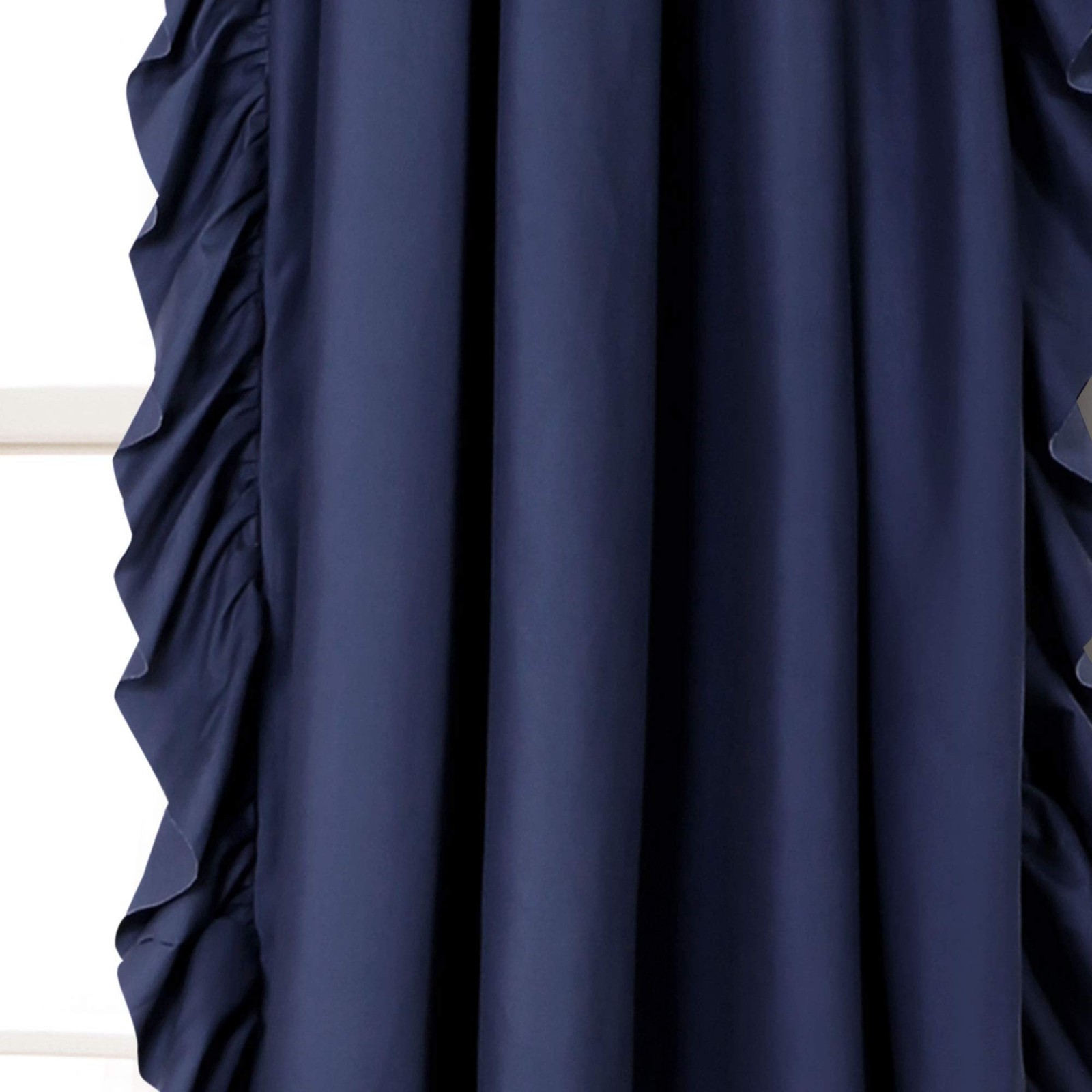 Reyna Ruffle Window Curtain Set, Pair, 137.2cm W x 213.4cm L, Navy Blue, Fl…
