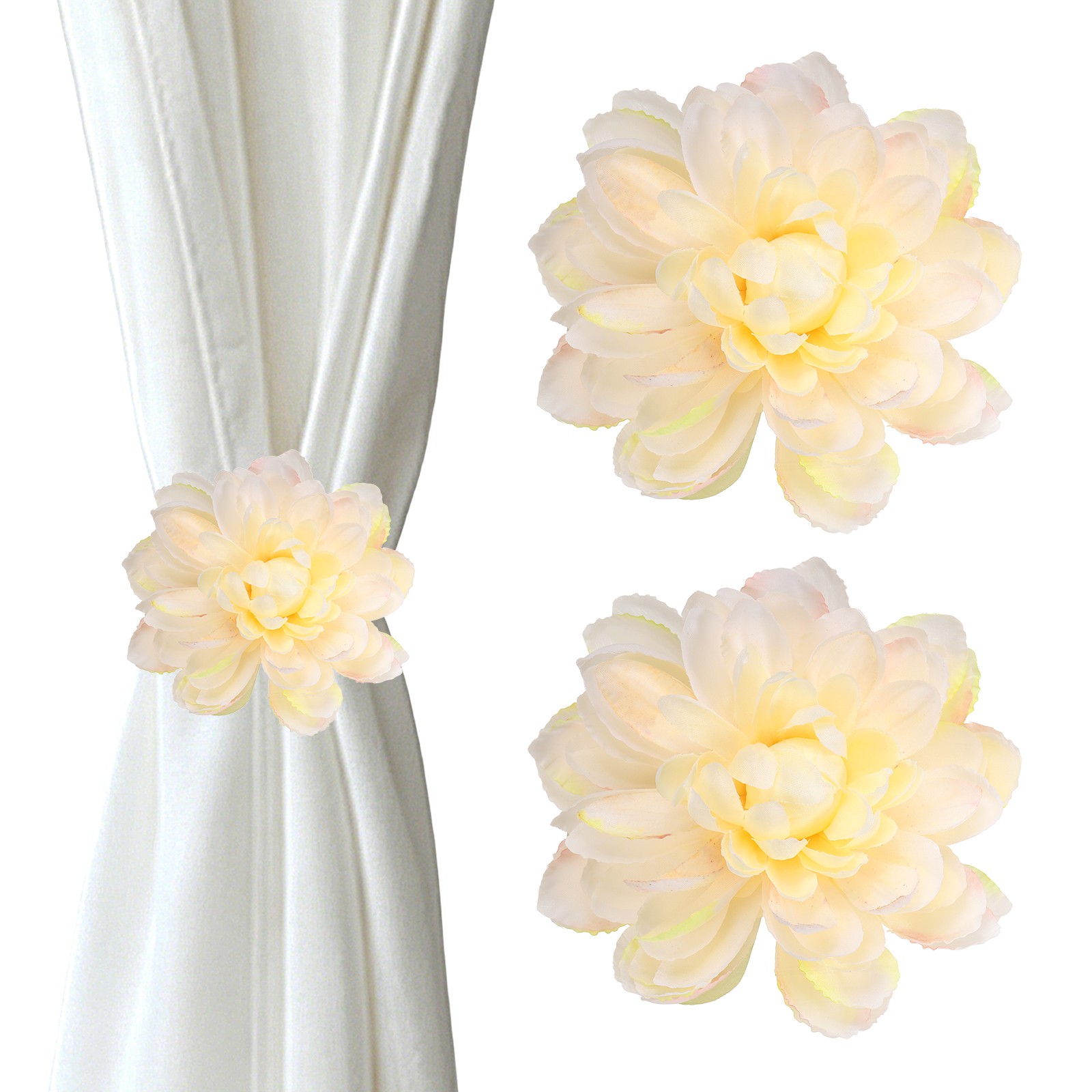 2PCS Flower Curtain Clips, Curtain Tiebacks Decorative Holdback, Pale Orange