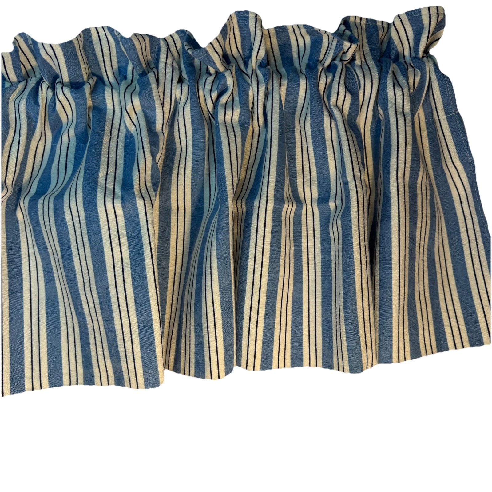 Waverly Blue & White Vertical Stripe Floral Embossed Valance 72” X 15” Lot Of 4