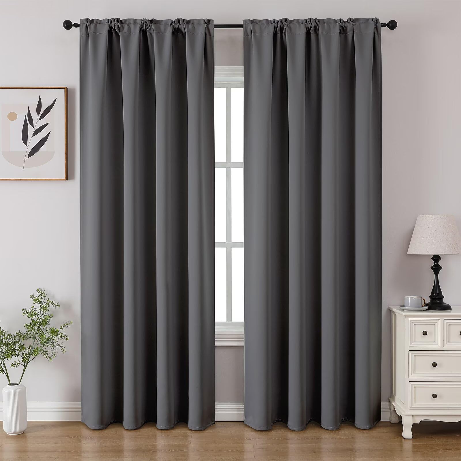Light Grey Blackout Curtains 52 W X 96 L Pack Of 2 Thermal Insulated Room Dar…