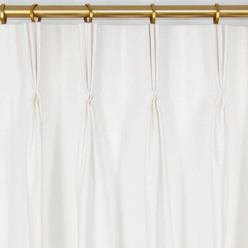 Custom Drapes – Pleated & Lined – Cotton Slub Duck White – 1 Pair / 2 Panels