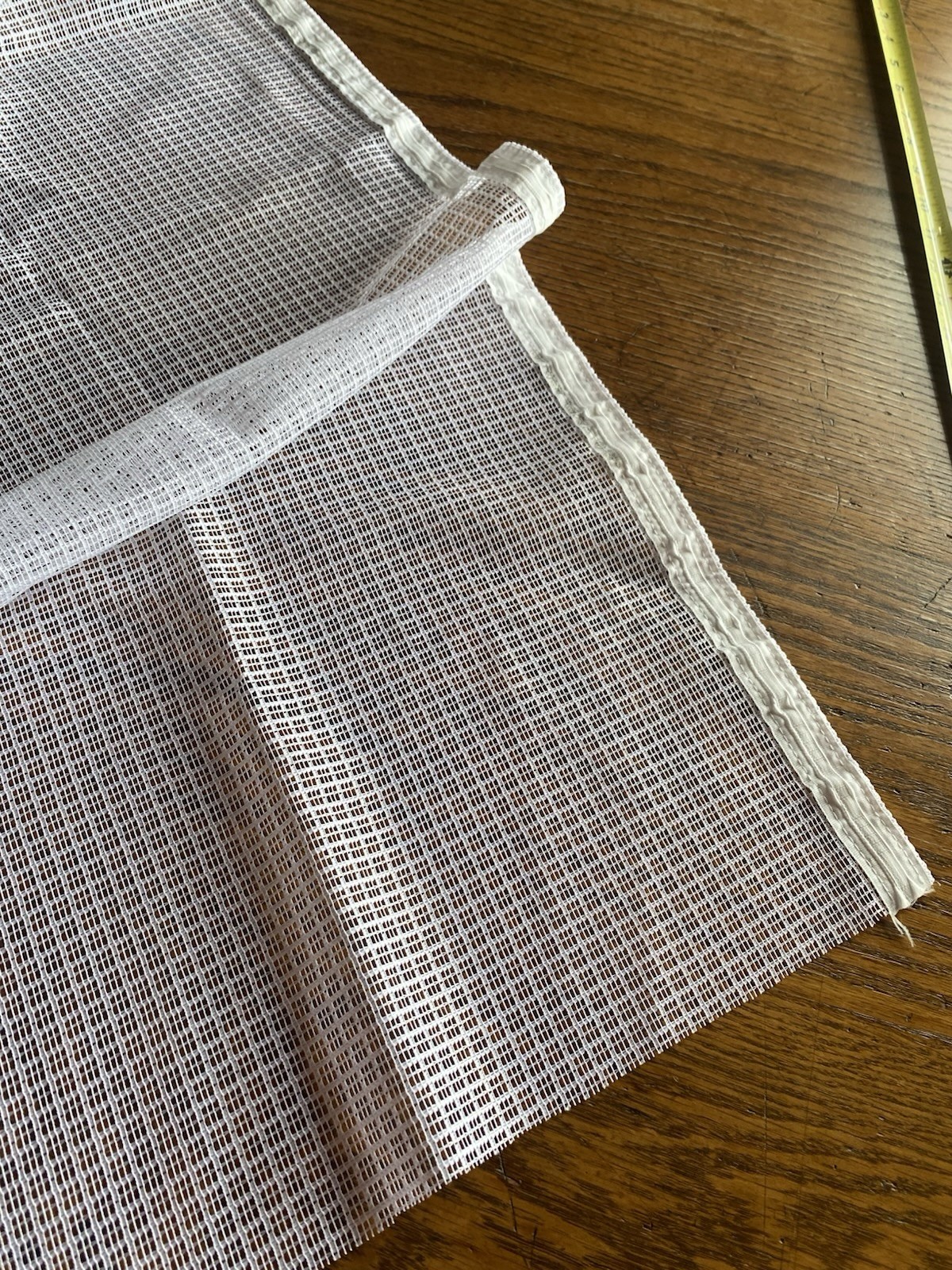NOS German White Sheer Mesh Modern chic Plain Cafe Lace Curtain Fabric 3 Yds+