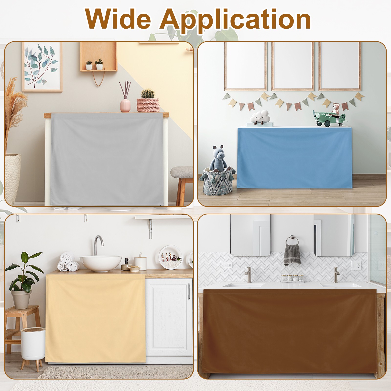 Cabinet Curtains, Dust Proof Kitchen Privacy Curtain (35.4″x27.6″, Yellow)