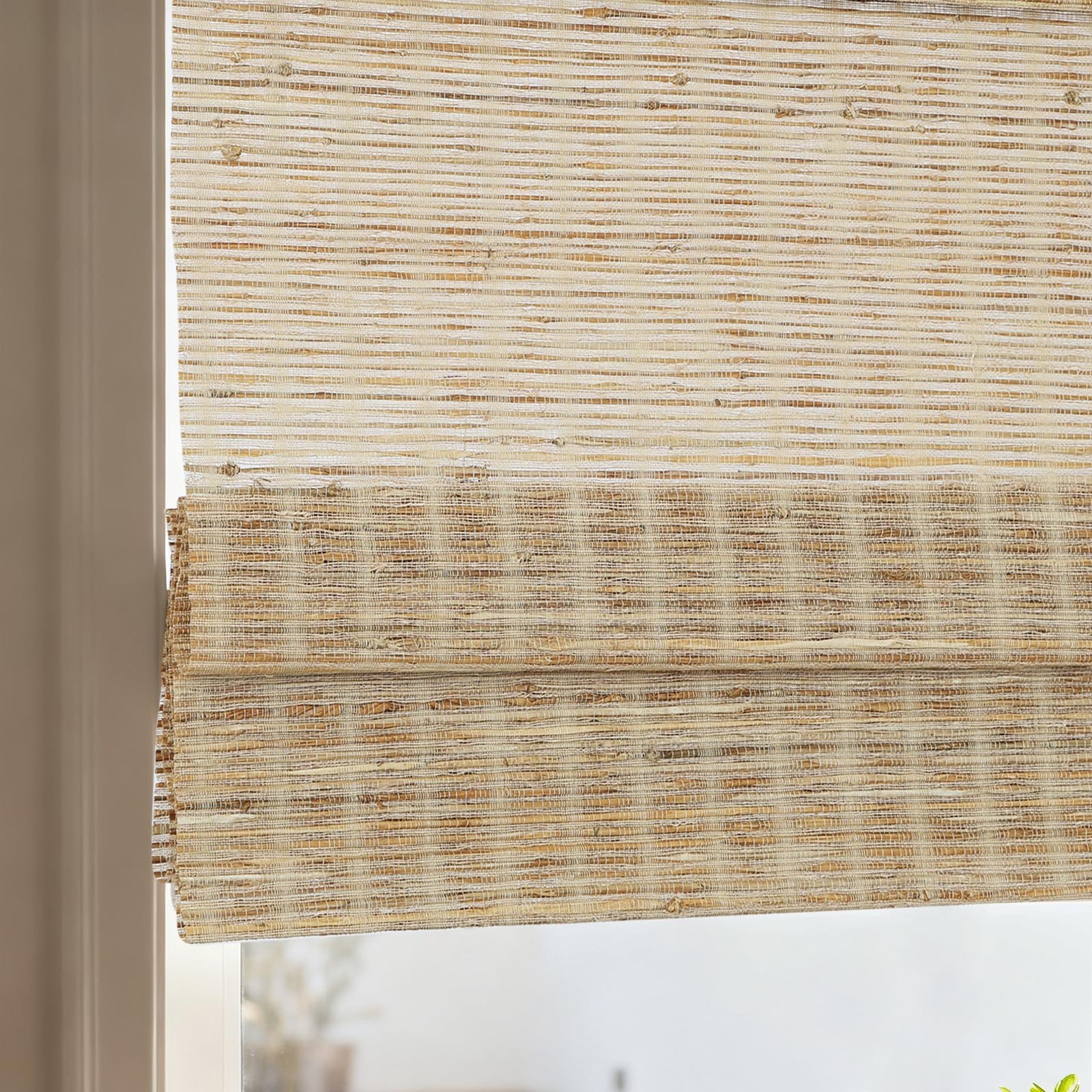 Cordless Bamboo Window Blinds, Hemp Grass Sheer Light Filtering Roman Shades,…