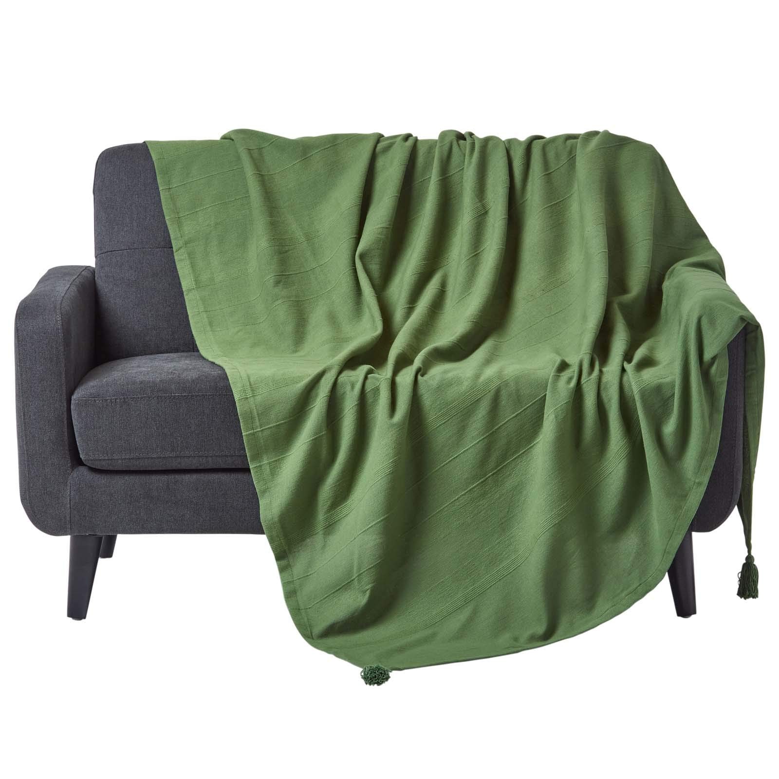 Throw Blanket Rajput Green – Lightweight Cotton Blanket 150×200 cm, Bedspread 100%…