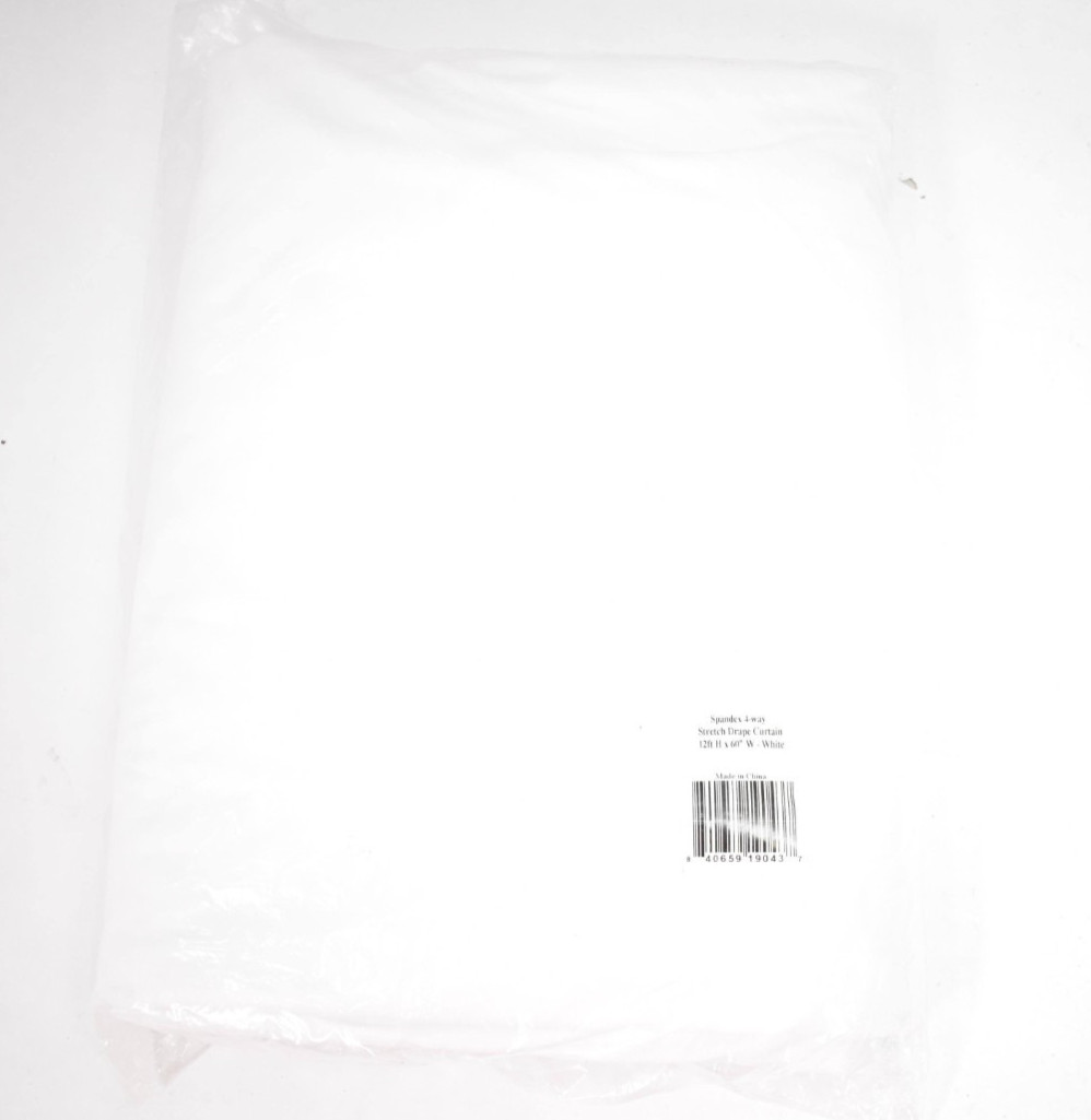 4-Way Stretch Drape Curtain 12ft H x 60in W White Event Backdrop Decor