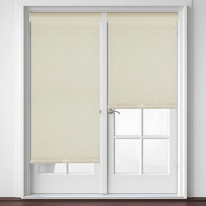 Clearance Beige Free-Stop Cordless 100% Blackout Roller Shades for Window Blinds