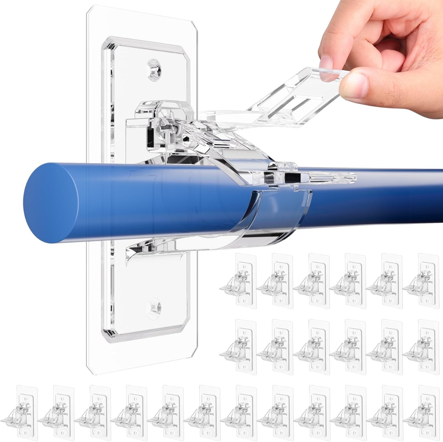 24 Pack Wall Mount Curtain Rod Holders No Drill Needed for Various Decor Styles