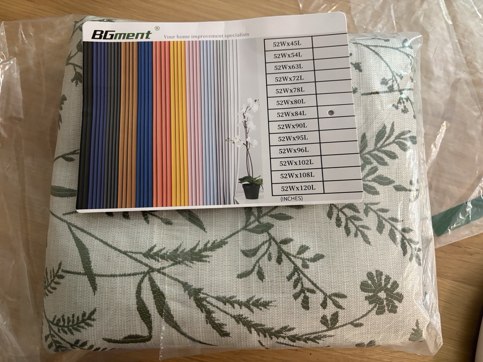 52×84 Bgment Green Leaf Linen Blend Curtains With Grommets 2 Panels