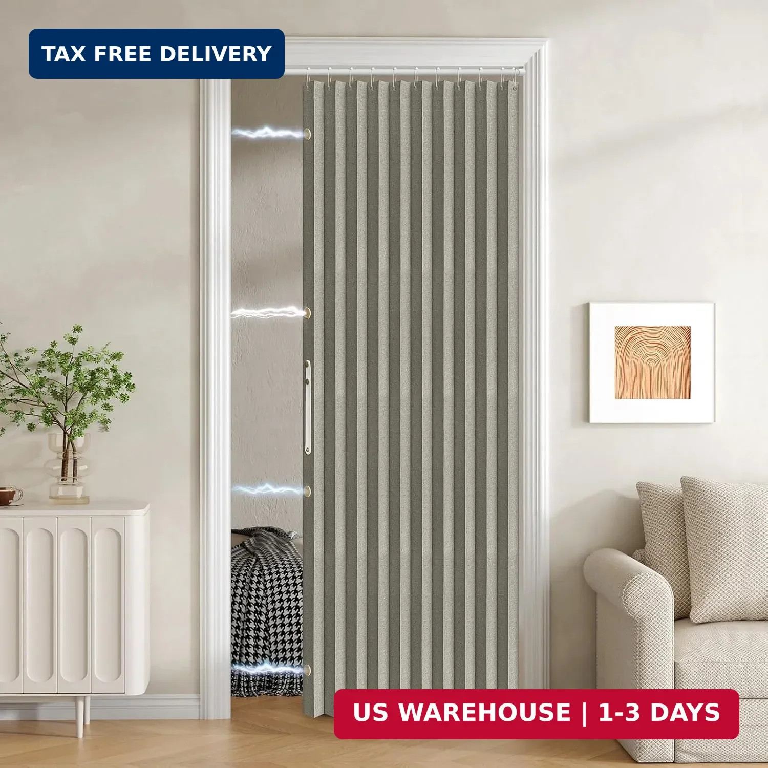 Jilron 100% Blackout Fabric Folding Door Curtain with Magnetic Closure – Accordi