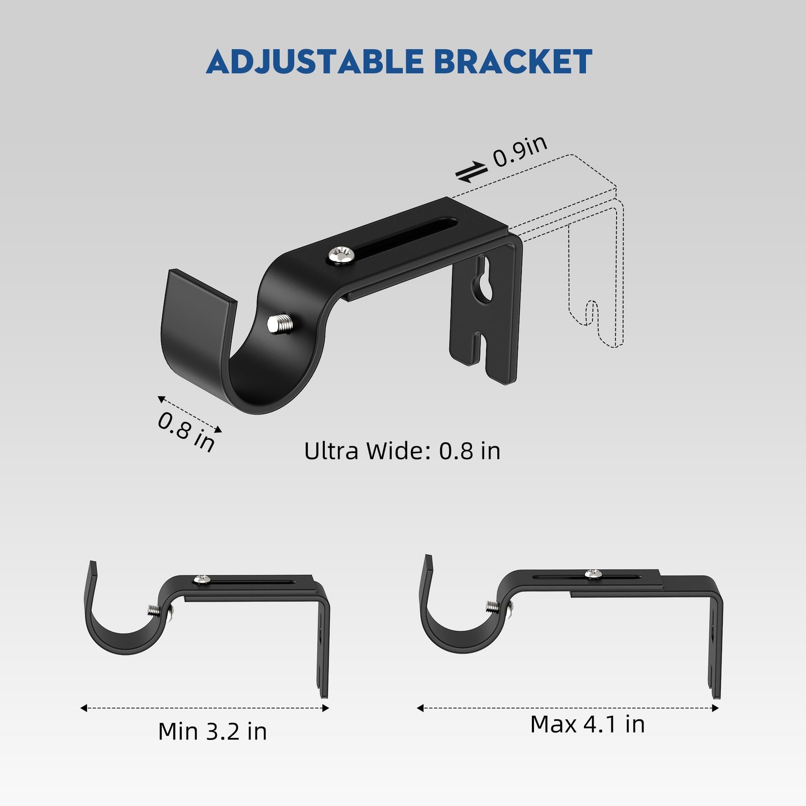 Black Curtain Rod, Adjustable 66-120 Inch, Heavy Duty,1″ Diameter | Metal, 3 Bra