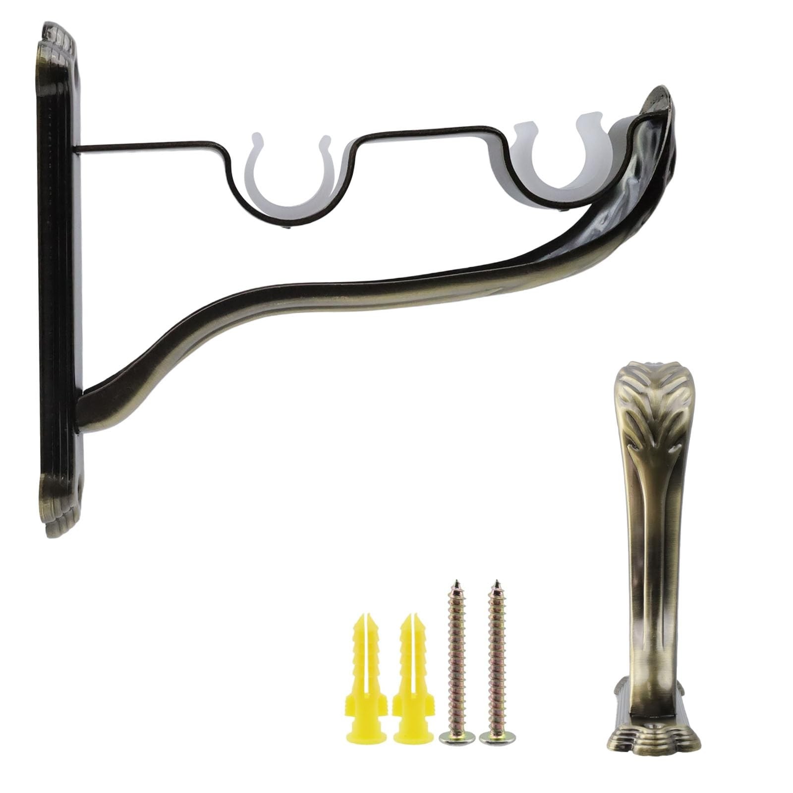 Tsnamay 3Pcs Double Curtain Rod Brackets Holders,Bronze