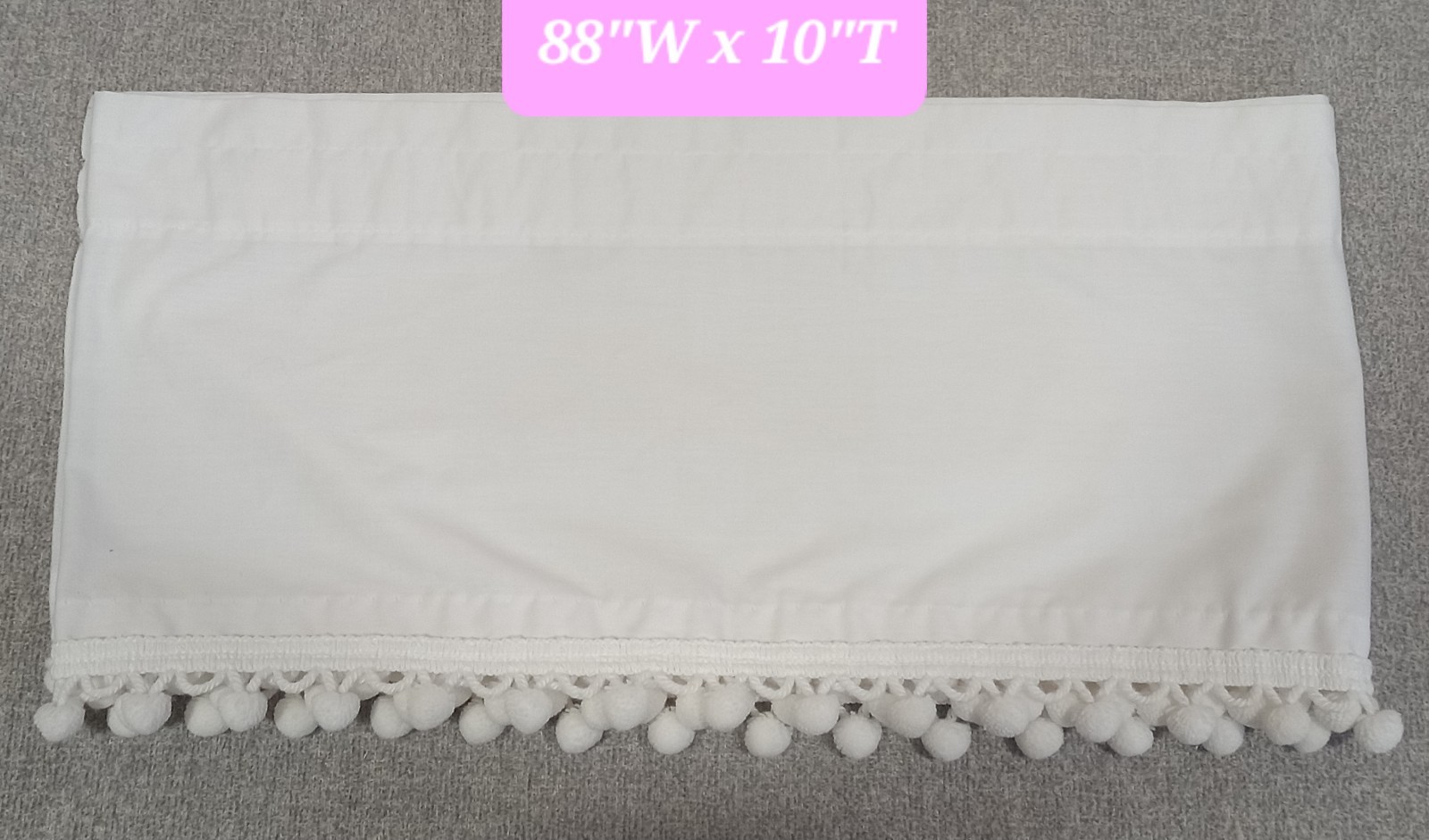 Country Curtains Pompom Valence White 88″L X 10″H Cotton Polyester Blend