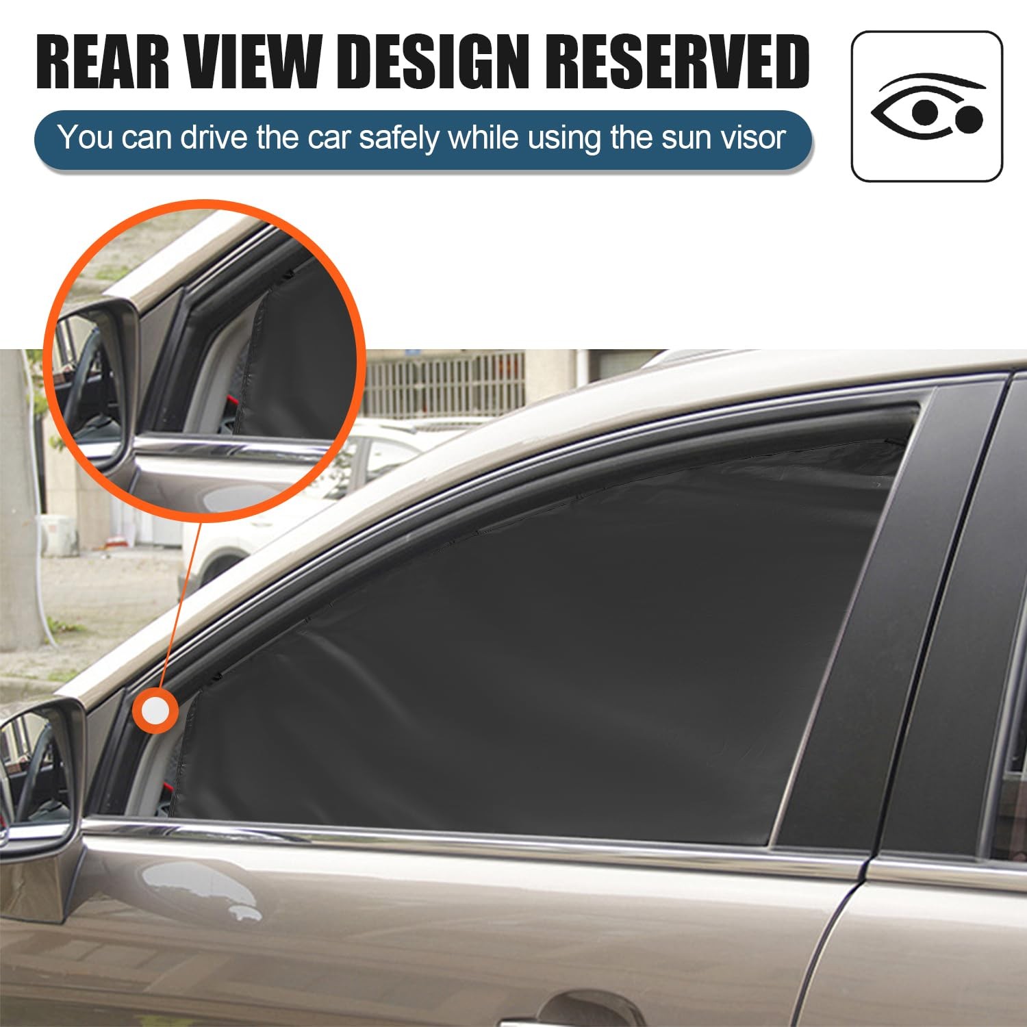 Car Window Sun Shade for Side Window, 4 Pcs Magnetic Covers Blackout Black