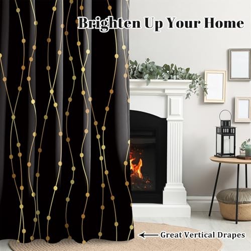42 x 63 Inch Gold Wave Line Dots Blackout 42″W x 63″L (Pack of 2) Striped-5