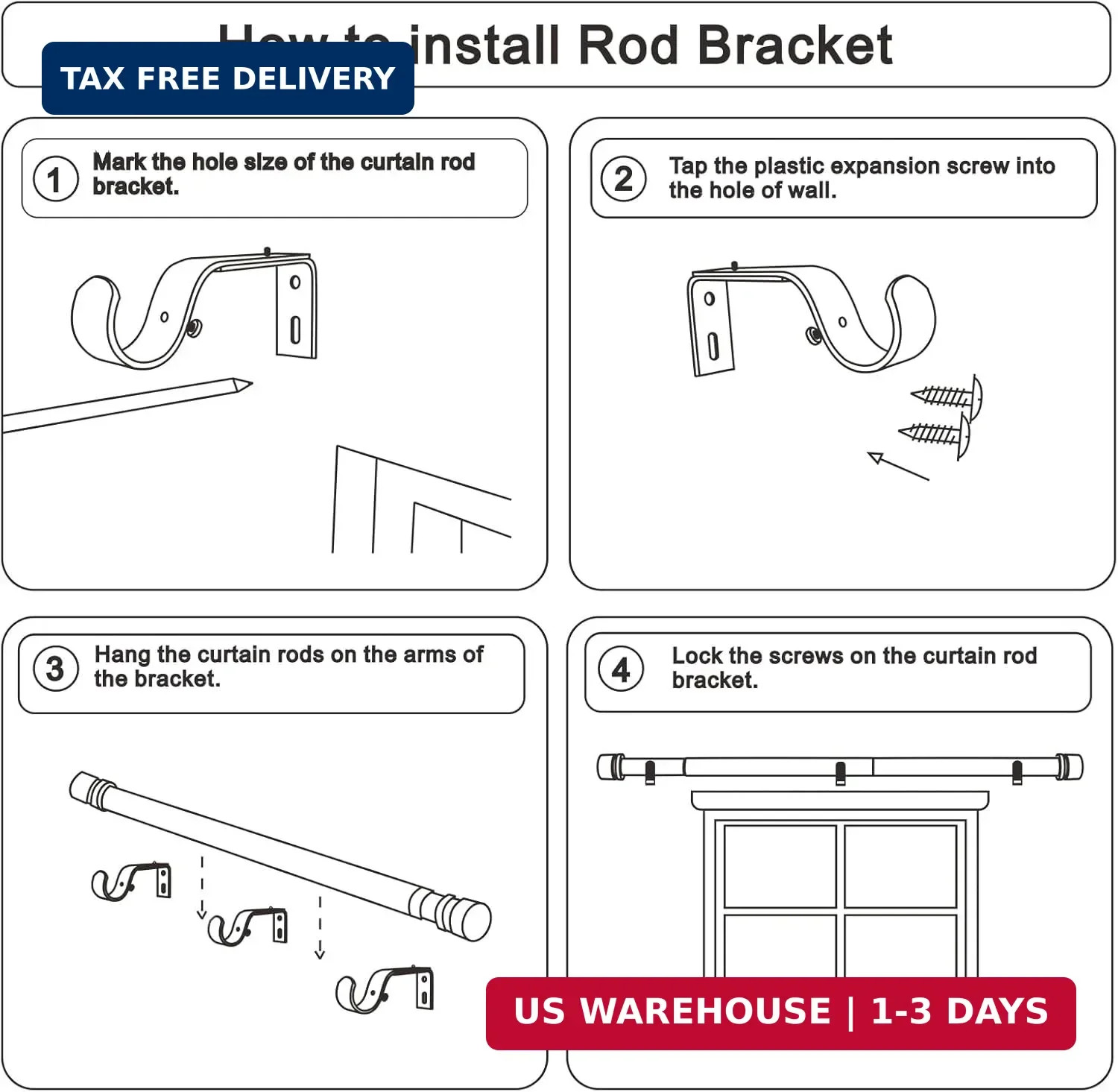 Byondeth Curtain Rods for Windows 16 to 144 Inches Adjustable Length 1 Inch Diam