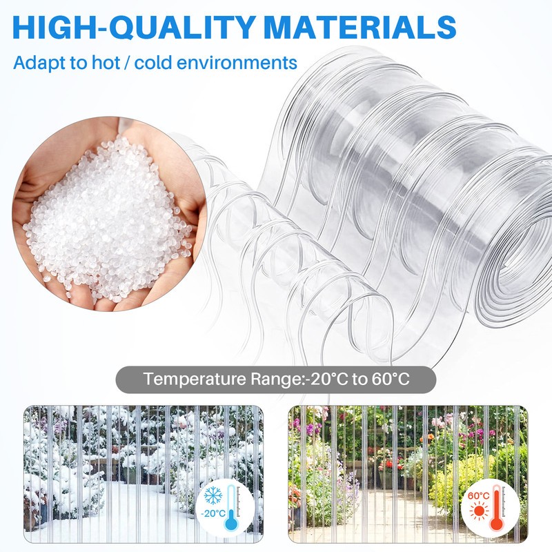 Plastic Vinyl Replacement Strip 7.87”x49.2ft / 82ft Clear PVC Door Curtain