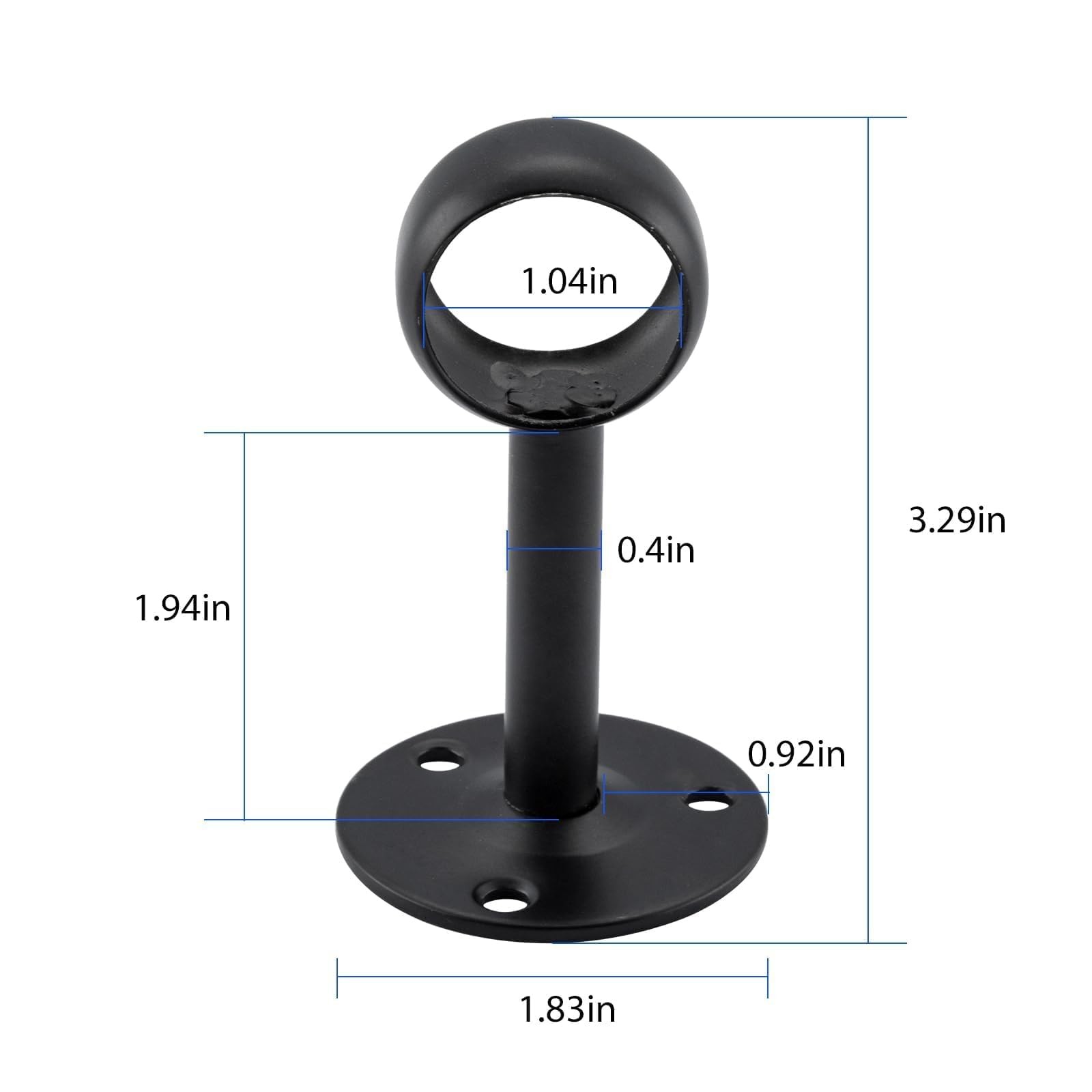4 PCS Black Heavy Duty Stainless Steel Ceiling Mount Curtain Rod Brackets 1 In