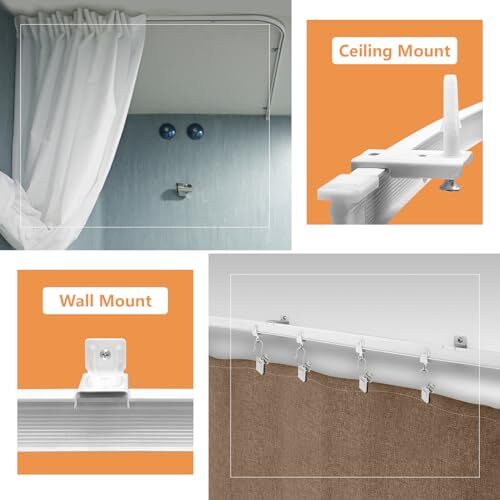Ceiling Curtain Track, Flexible Bendable Curtain Track 12Ft/3.65Meter White