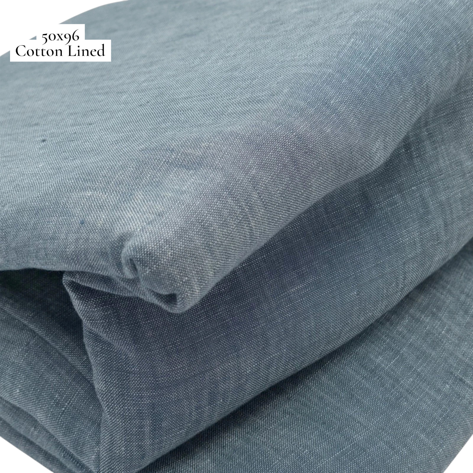 Pottery Barn Belgian Flax Linen Curtain 50×96 Blue Cotton Lined Panel New