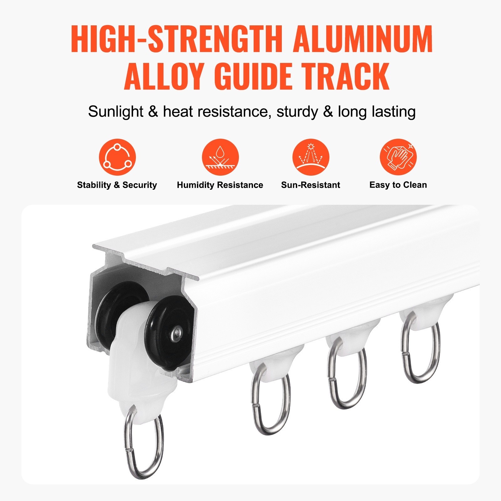 Overhead Curtain Rail Kit, Spanning 11.8 FT, Glide Ceiling Track Mechanism