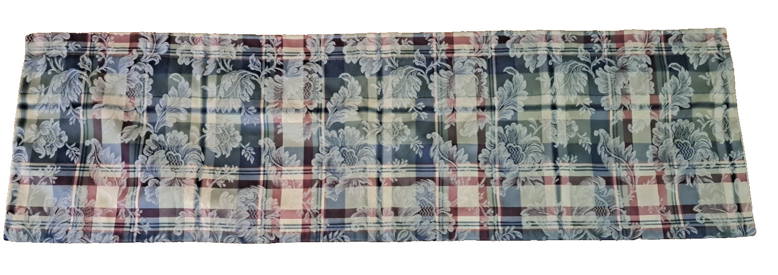 Plaid Floral Damask Curtain Valance Blue Red Beige Country Cottage 15×52