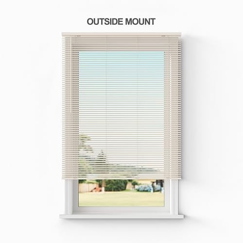 Room Darkening Vinyl Mini Blinds 18 x 36 Cordless Alabaster Inside Mount