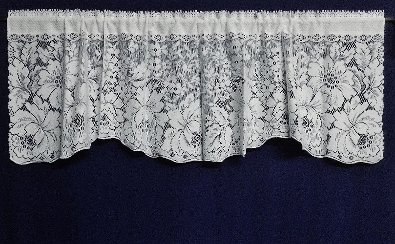 Ainsley 61″ x 19″ Lace Window Valance White Cotton Blend Livingroom Bedroom