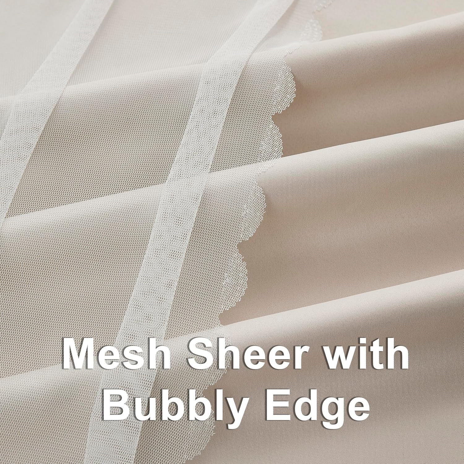 Beige 80% Blackout Curtains W/ Sheer Overlay Mix & Match Double Layer Thermal
