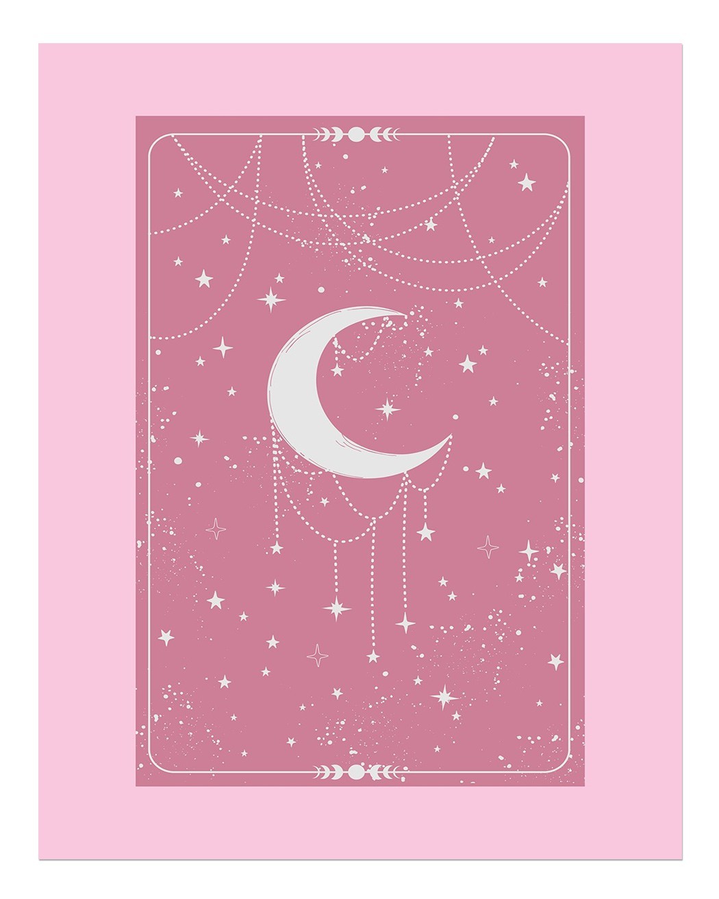 Celestial Moon and Stars Poster Wall Art – Pink Dreamscape Home Decor