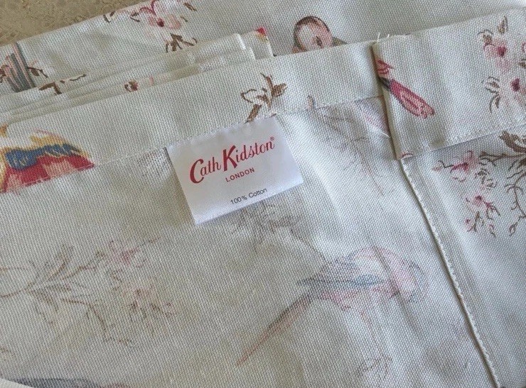 NEW CATH KIDSTON British BIRDS Garden Floral Sage 100%Cotton Curtains 50×84 Pair