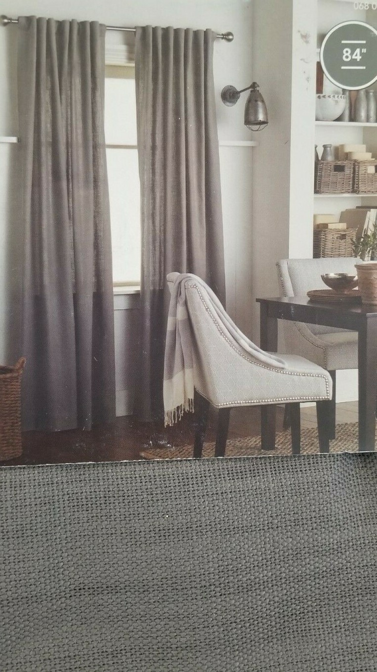 2 Threshold Gray Cotton Solid Window Panels (1 pair) 108″ x 84″ NIP