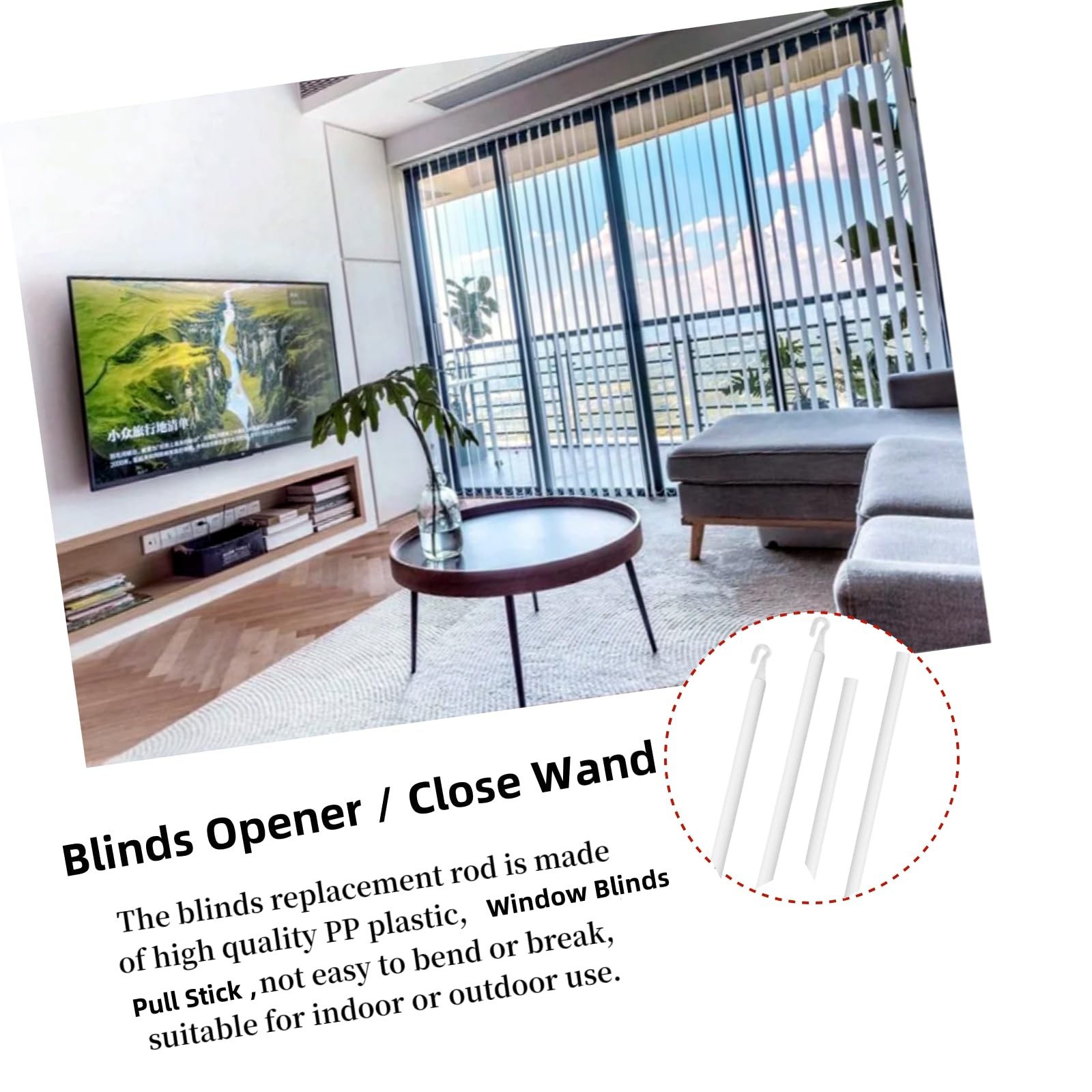 Detachable Blind Rods Blind Wands with Hook 24 Inches Blinds Handle 2 Pcs Win…