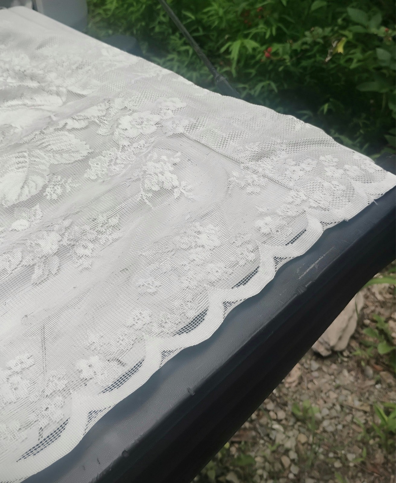 Scalloped White Semi-Sheer Floral Lace Window Curtain Panel 50″x72″ L@@K!!