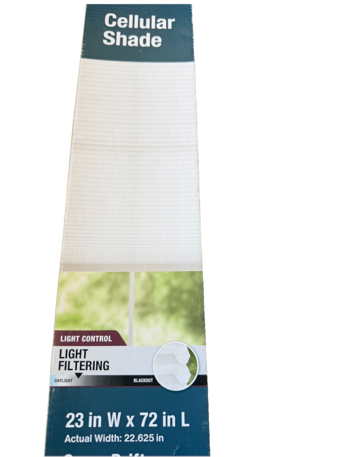 HDC Cordless Light Filtering Cellular 23″ W x 72″ L Shade in Snow Drift, NEW