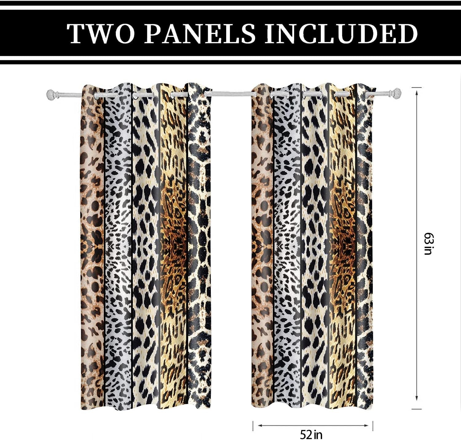 100% Polyester Blackout Drapes with Animal Pattern 52″x63″ – Easy Care & Stylish