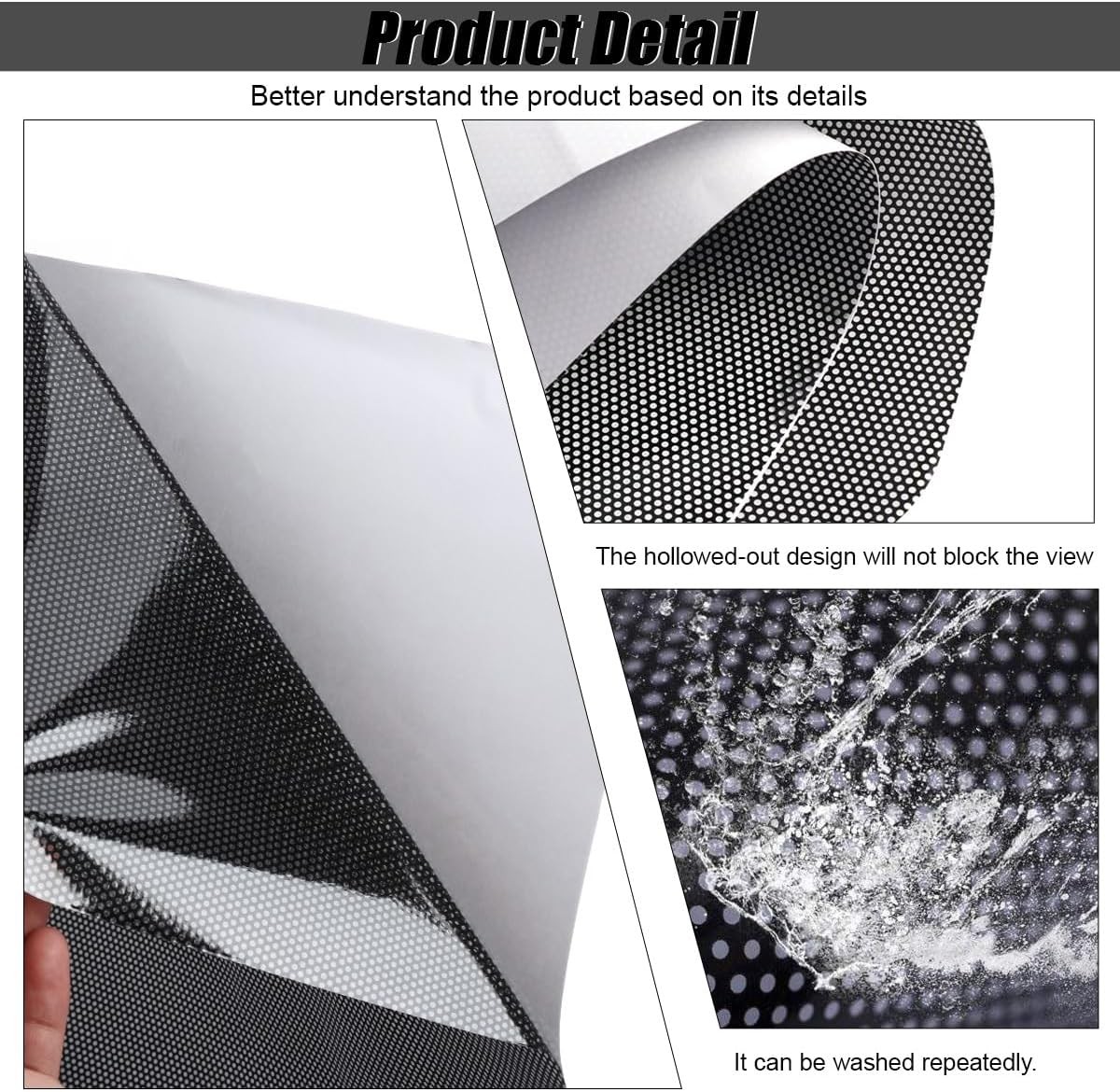4PCS Universal Static Cling Car Window Sun Shade, Reusable Washable Sunshade