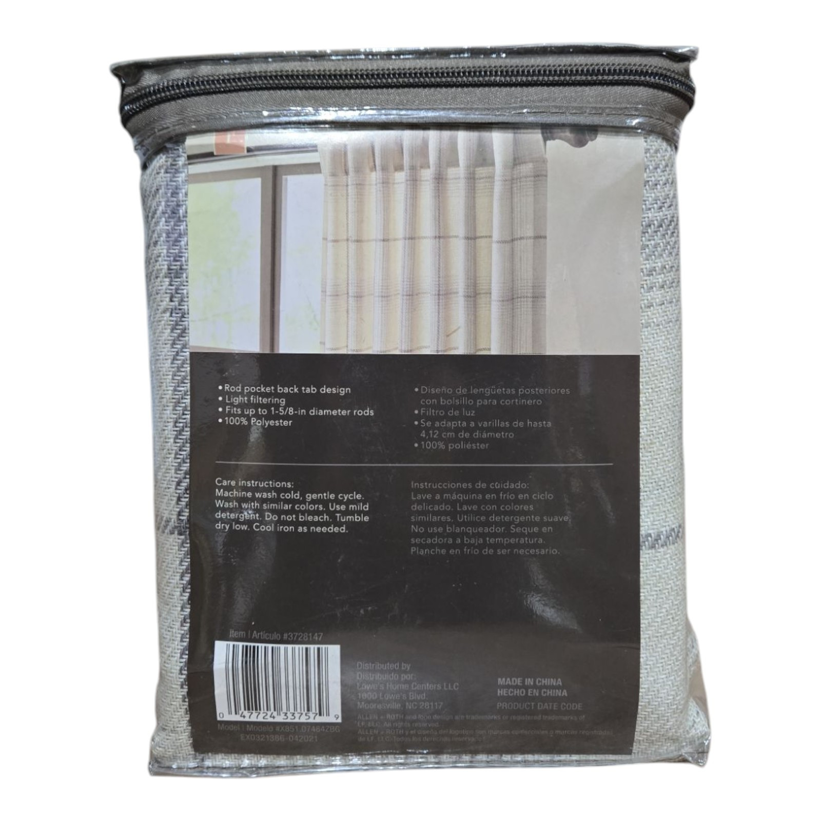 Allen + Roth ENGLEWOOD 50″ x 84″ Rod Pocket Back Tab Panel Cream #3728147