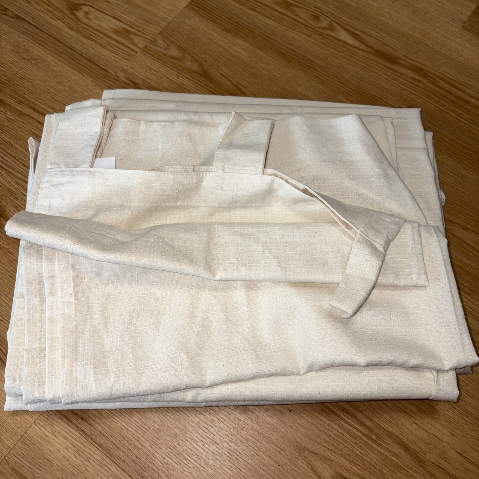 Linen-look Textured Curtains Long Neutral Beige 30.5” x95” 6 Panels Cotton Poly