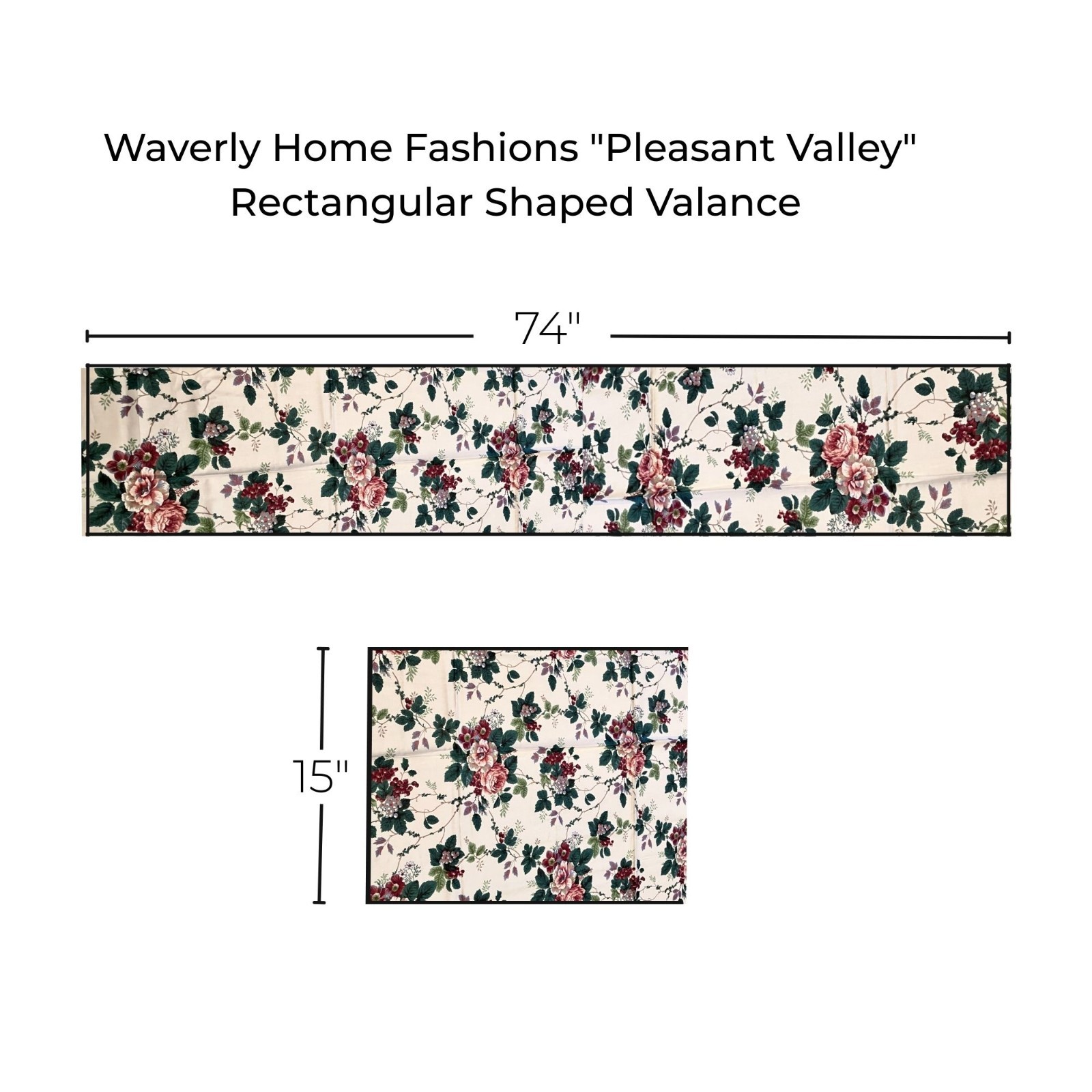 VTG Waverly “Pleasant Valley” Rectangular Valance Country Cottage Farmhouse 74″
