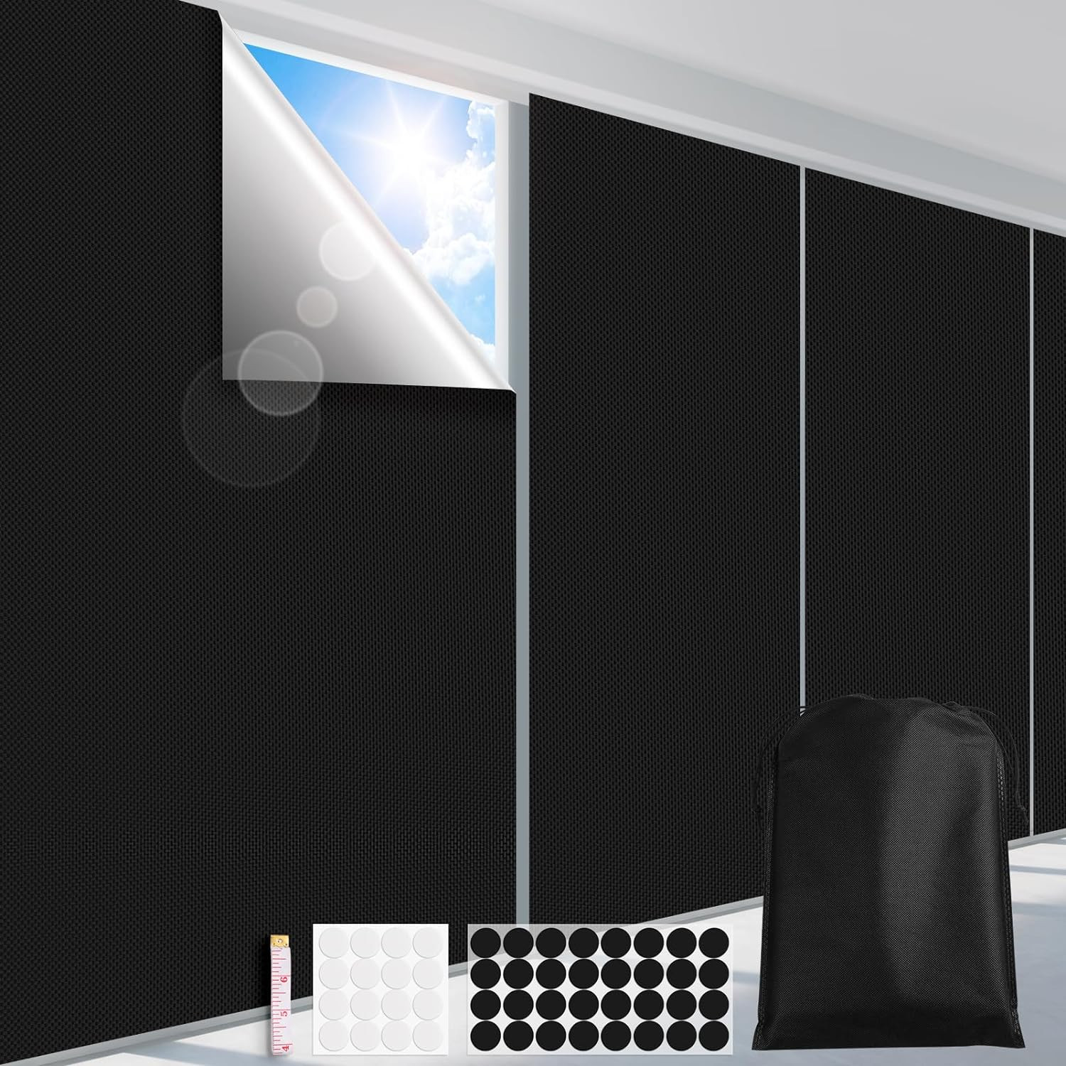 Portable Blackout Window Cover 57” x 118” – Cuttable Blackout Shade, Black