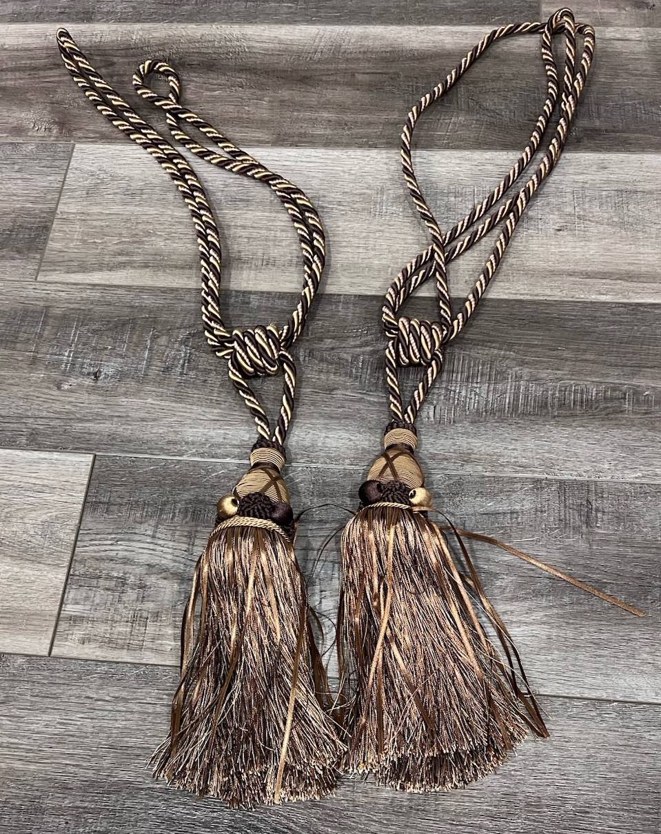Brown Gold Rope Tasseled Curtain Tiebacks Set Of 2 Pre-Owned