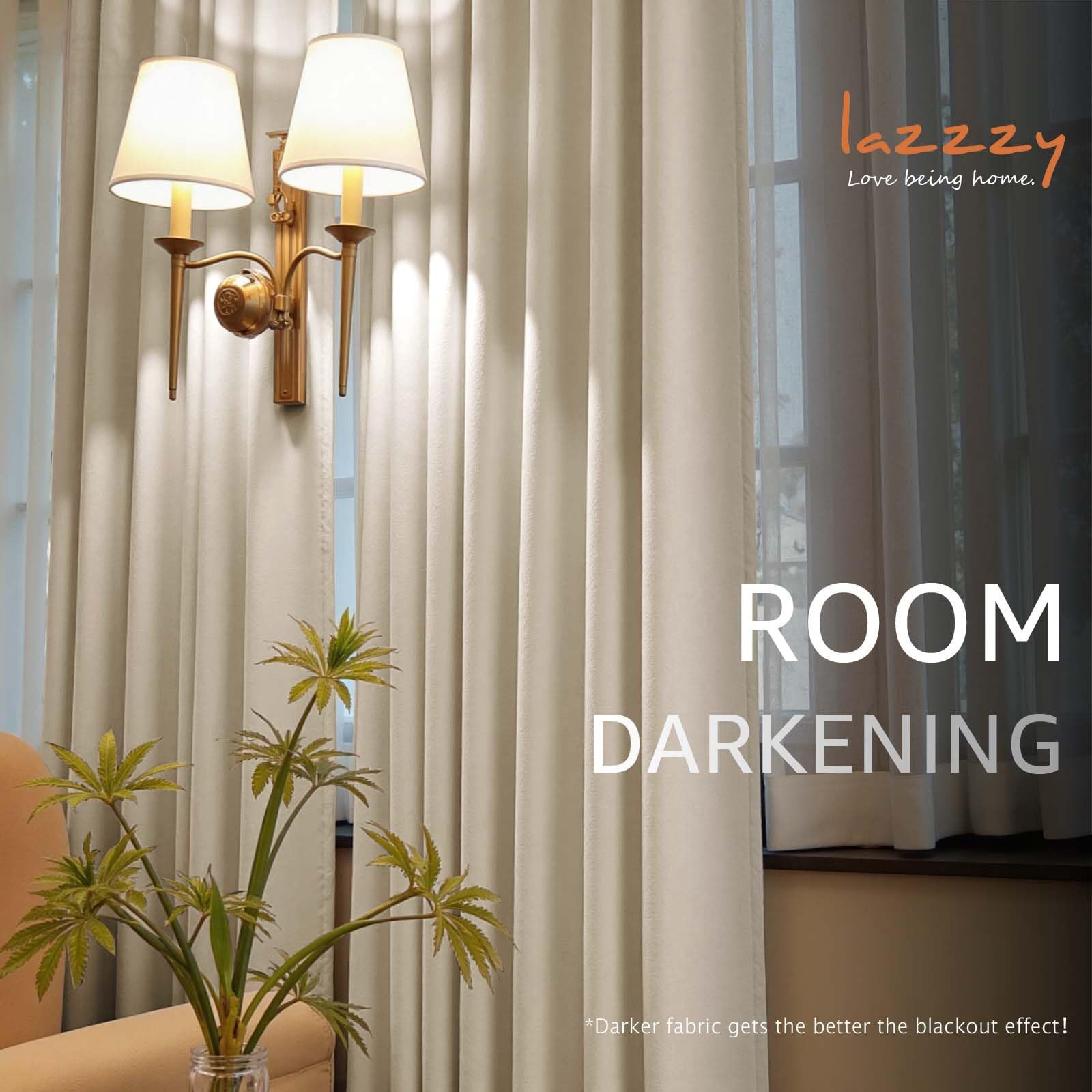 Lazzzy Polyester Curtains Beige 52″W x 90″L (Pack of 2), *Grommet |