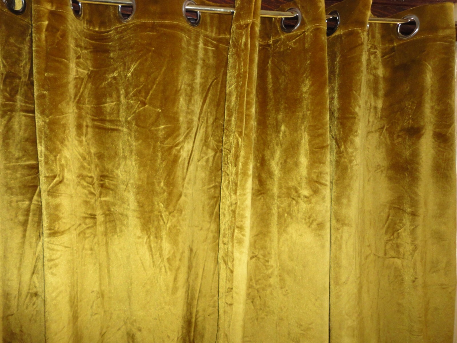 CHERRY HOME WARM LIQUID GOLD VELVET GROMMET (2) DRAPERY PANELS 51X96
