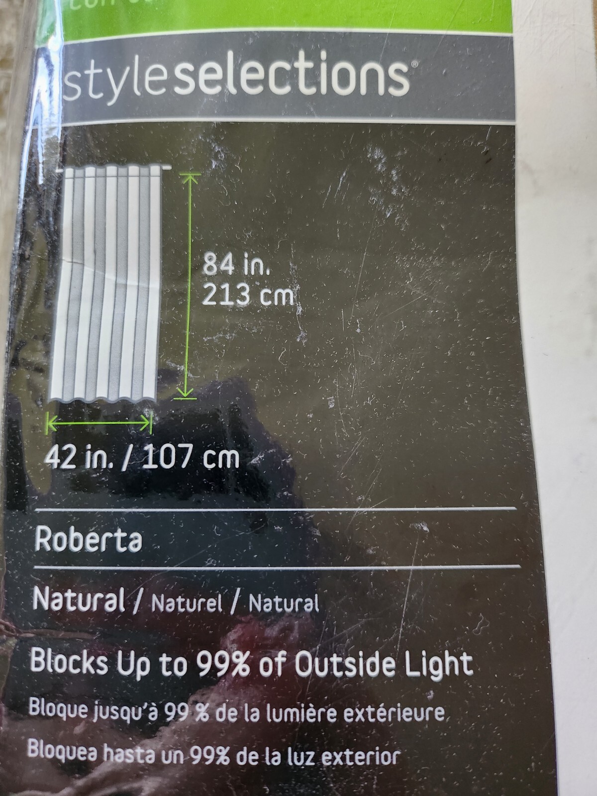 Style Selections Thermal Blackout Roberta Natural Back Tab Panel 42″ x 84″