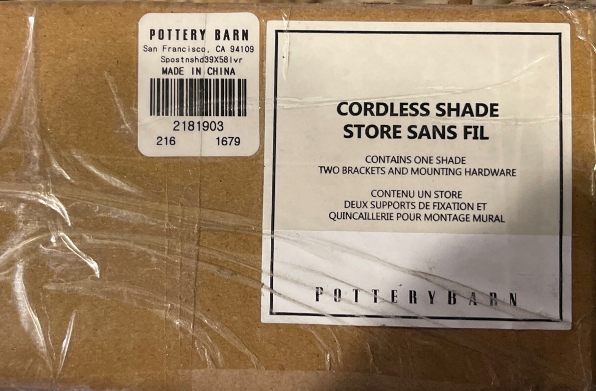 Pottery Barn CUSTOM Seaton Textured Cotton Cordless Blackout Shade 39×58″ NEW