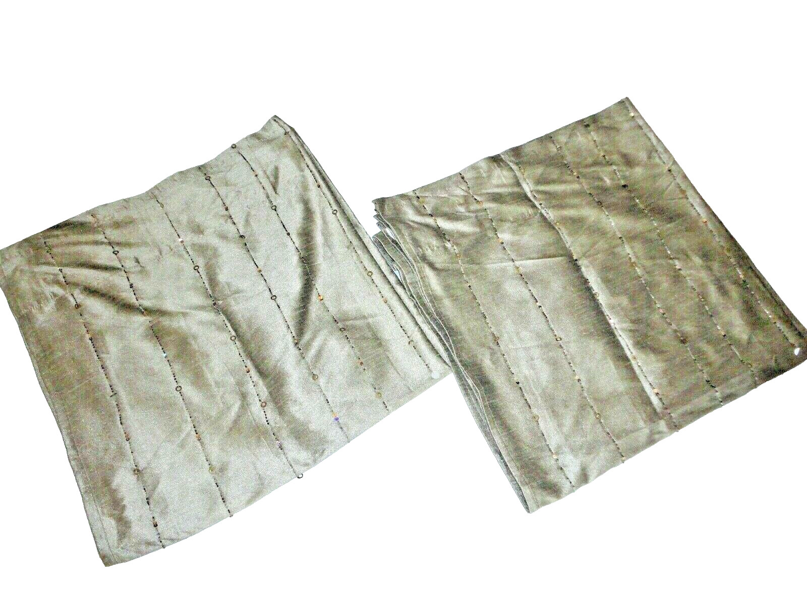 PIER 1 SHINE SILVER METALLIC BEADED (2) HIDDEN TABS PANELS CURTAINS 42 X 84