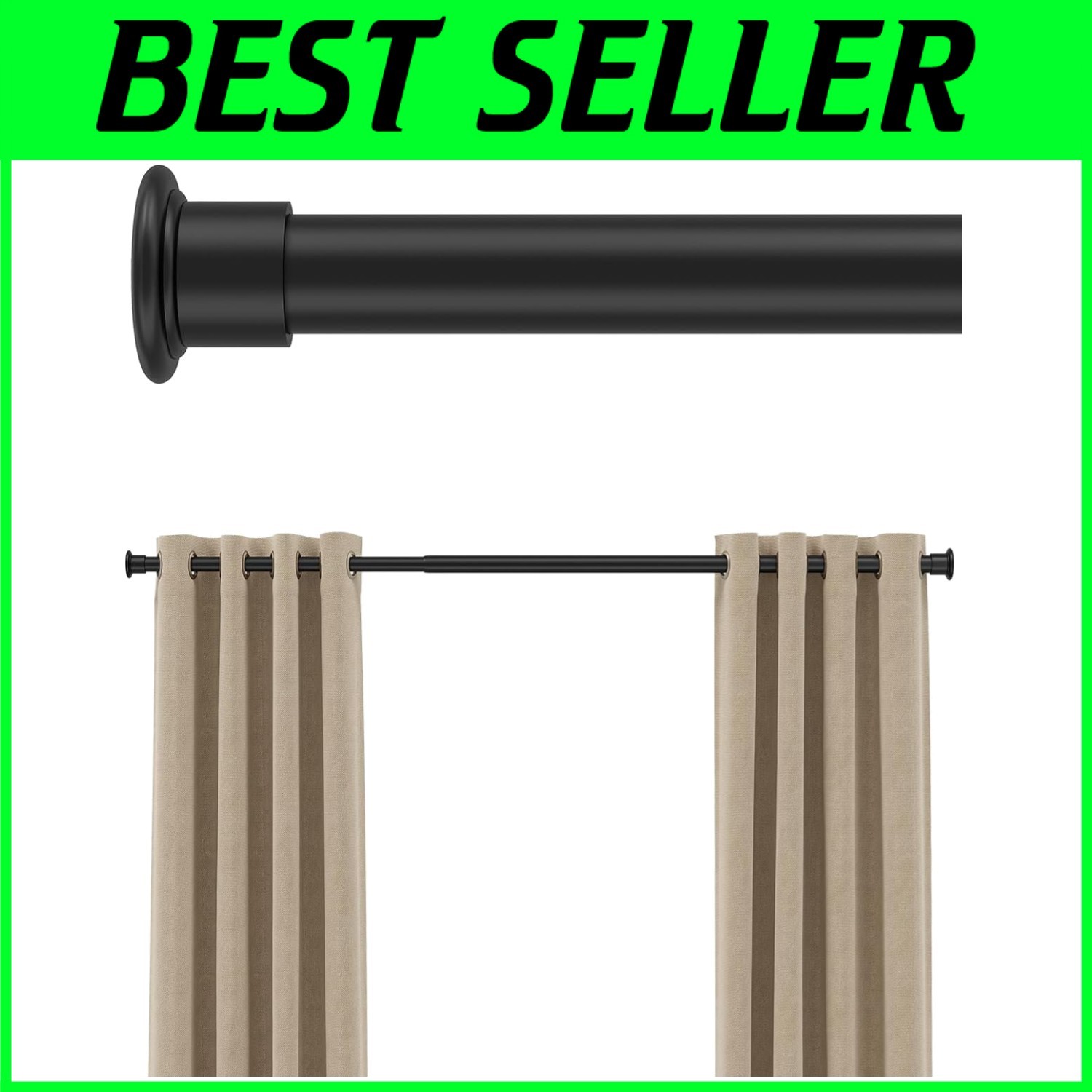 Adjustable Tension Curtain Rod – 42-123 Inches