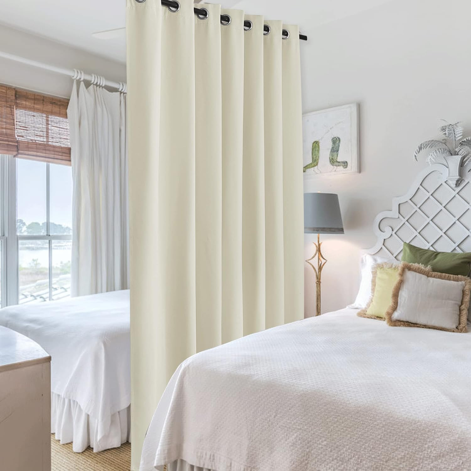 Light Beige Blackout Divider Curtains, 150″x96″, Noise Reducing, 1 Panel
