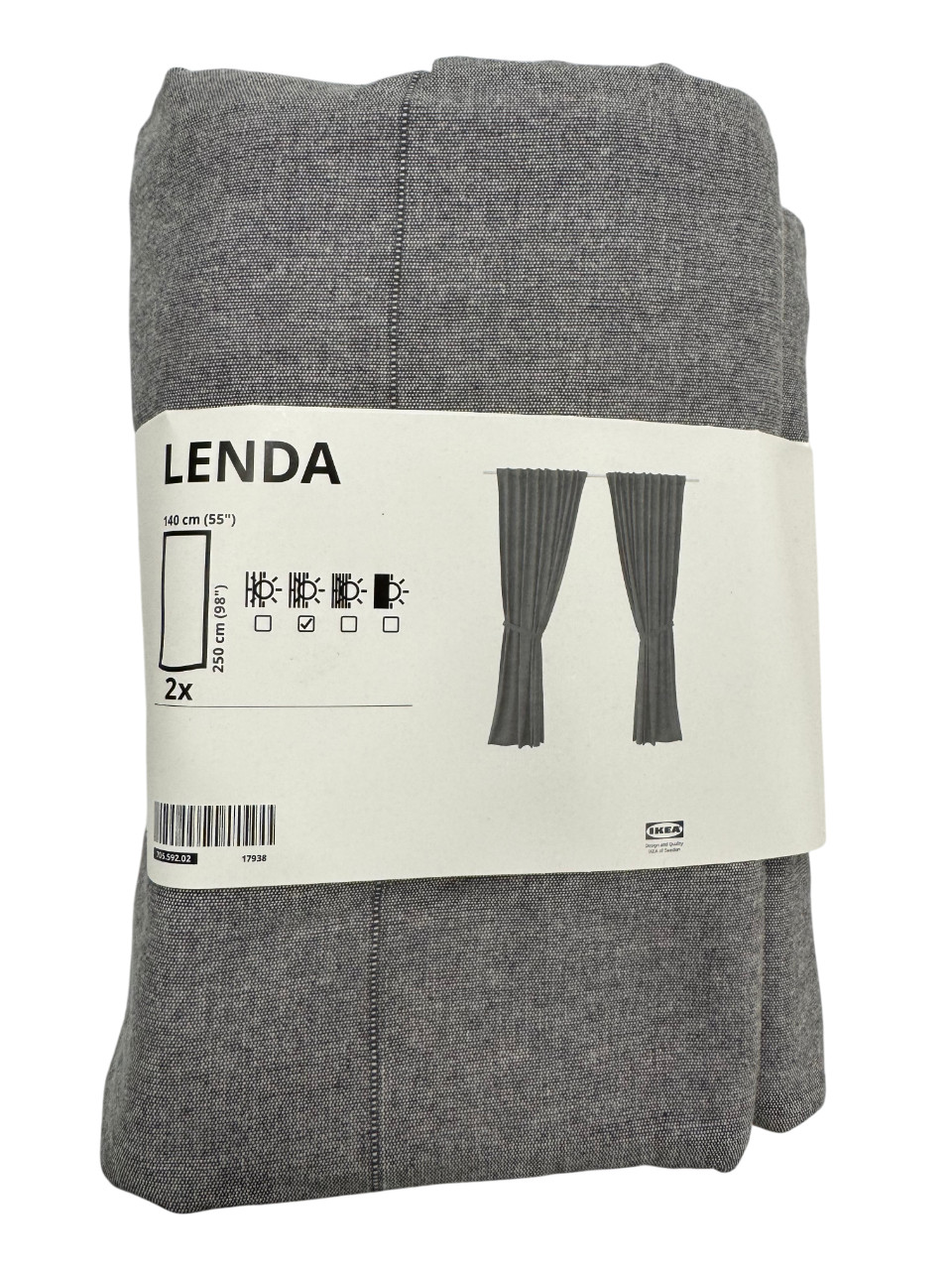 Brand New IKEA LENDA Dark Gray Curtains Tie-Backs 1 Pair 55×98 ” 705.592.02